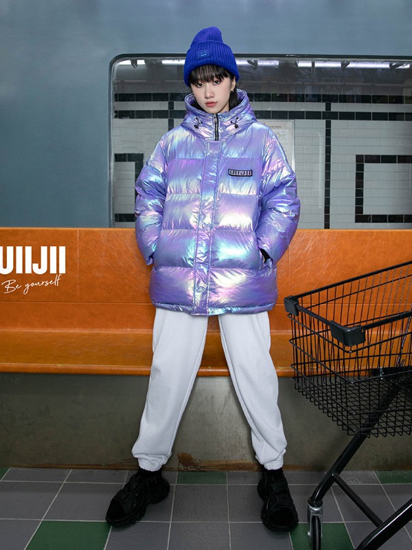 UIIJII休闲装2022秋冬季荧光色羽绒服