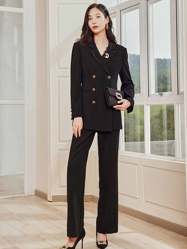 姚领女装2023春夏季黑色西装