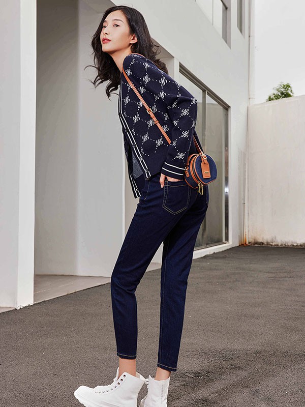 姚领女装2023春夏季黑色长裤