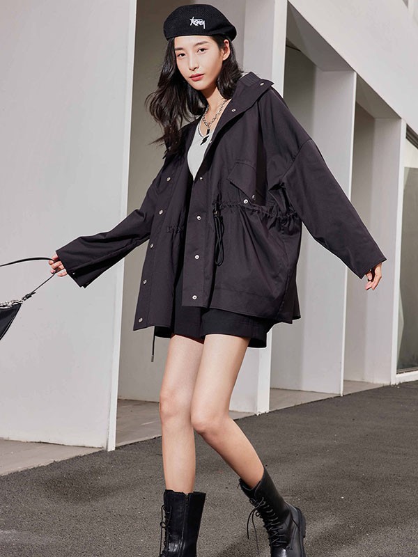 姚领女装2023春夏季黑色短裙