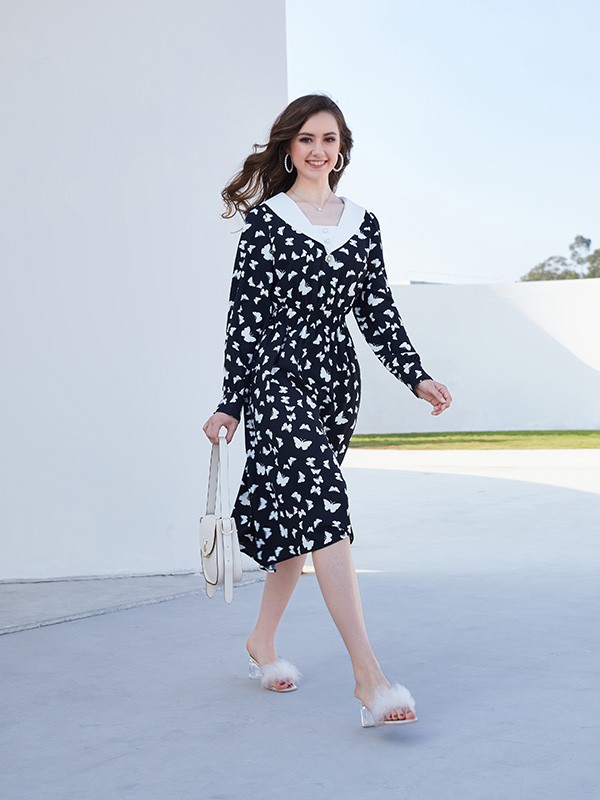 圣多衣2023春夏季黑色连衣裙