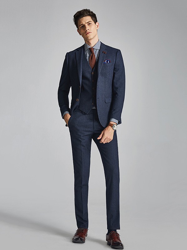 休塔男装2022秋冬季藏蓝色西装