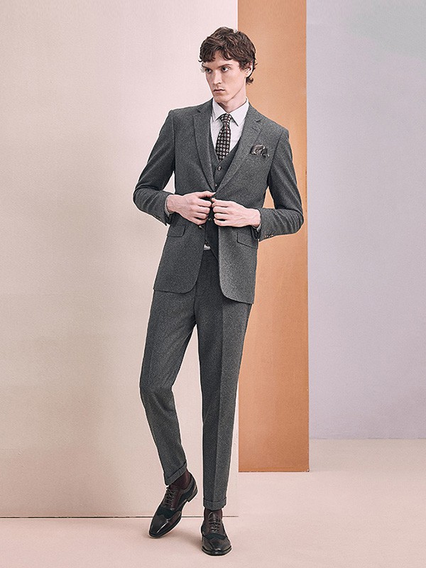 休塔男装2022秋冬季灰色西装裤