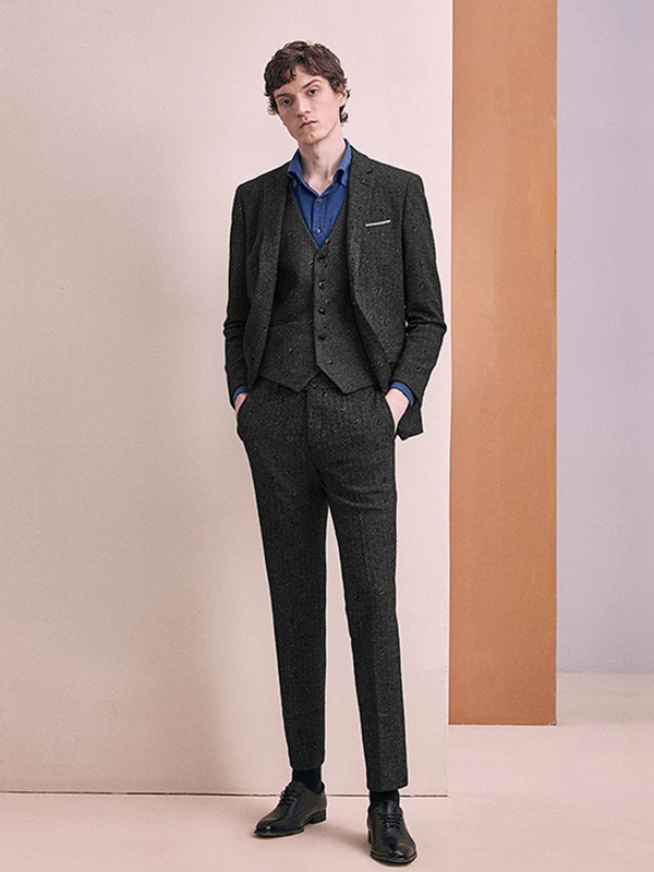 休塔男装2022秋冬季黑色西装