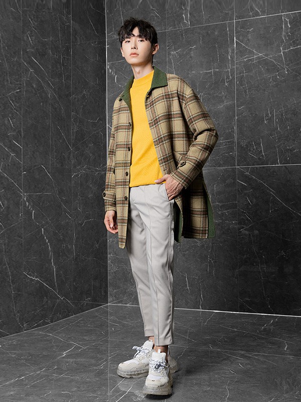 伊夫罗兰男装2022秋冬季黄色针织衫