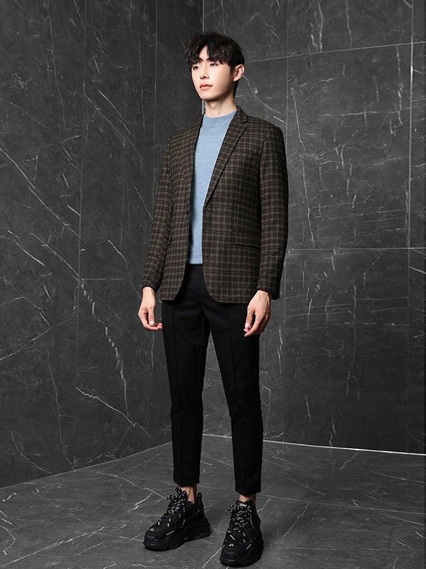 伊夫罗兰男装2022秋冬季咖啡色西装