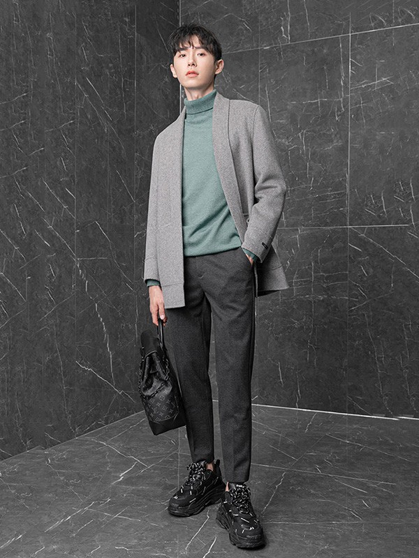 伊夫罗兰男装2022秋冬季绿色针织衫