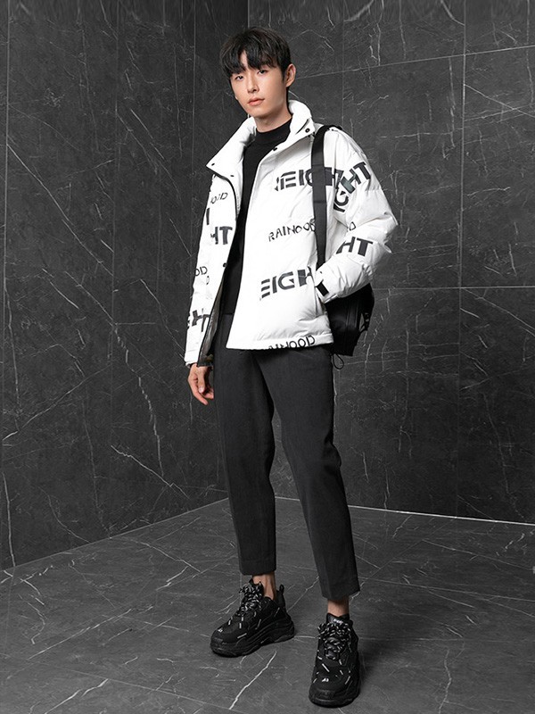 伊夫罗兰男装2022秋冬季白色棉服