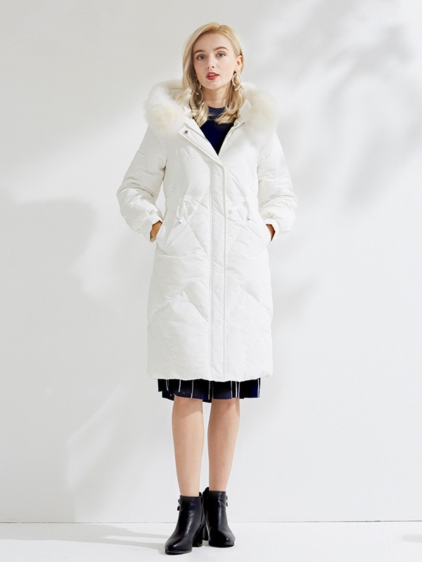 曼哈芙女装2022秋冬季白色棉服