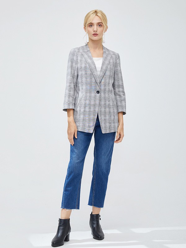 曼哈芙女装2022秋冬季灰色西装