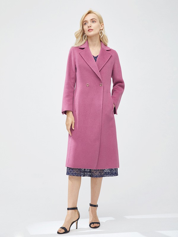 曼哈芙女装2022秋冬季粉色大衣