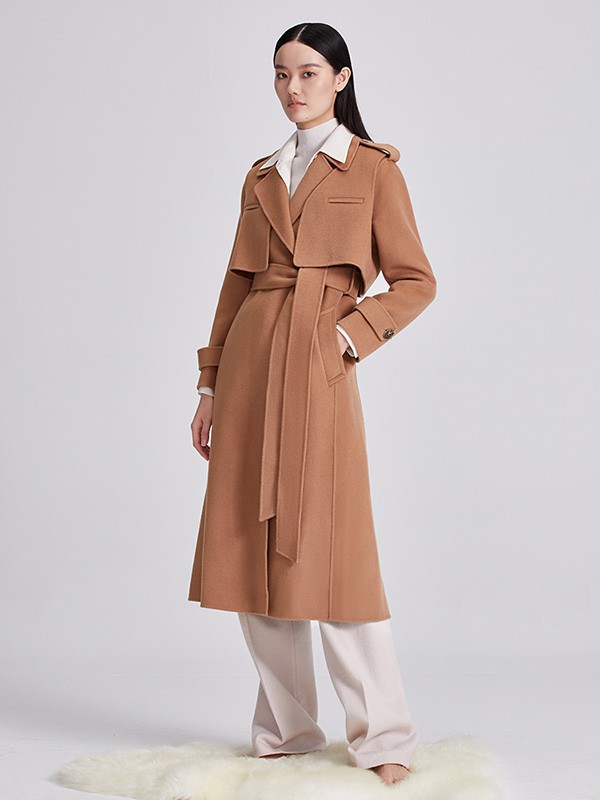 西嘉女装2022秋冬季橙色大衣