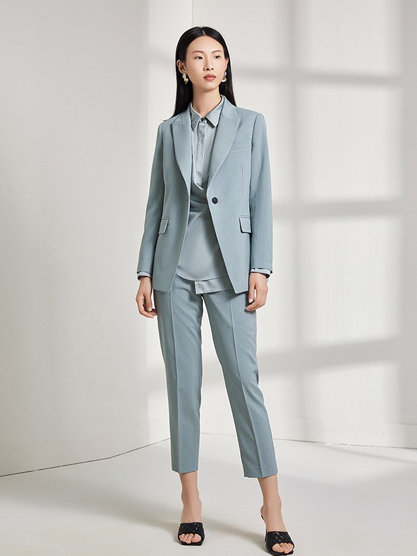 西嘉女装2022秋冬季绿色西装