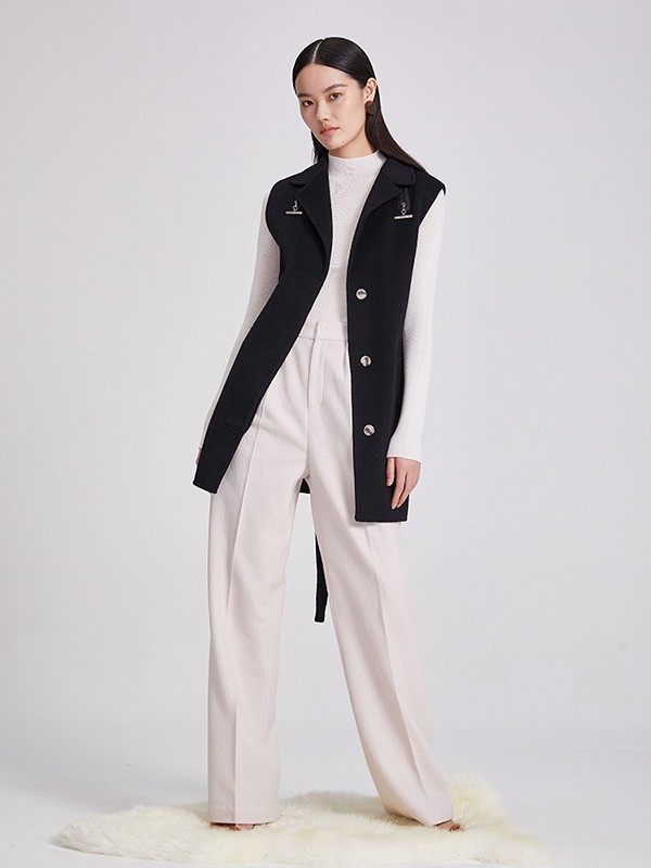 西嘉女装2022秋冬季白色阔腿裤