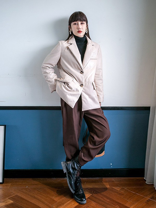 法萨奴女装2022秋冬季咖啡色阔腿裤