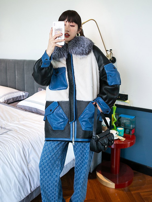 法萨奴女装2022秋冬季蓝色长裤