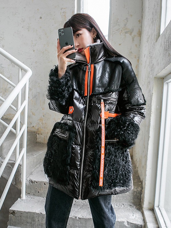 法萨奴女装2022秋冬季黑色棉服