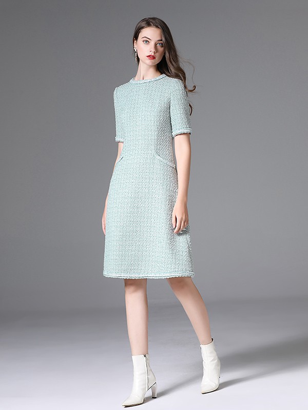 ELINKESY2023春夏季绿色连衣裙