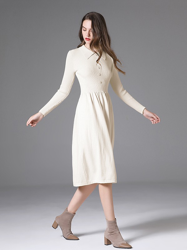 ELINKESY女装2023春夏季白色连衣裙