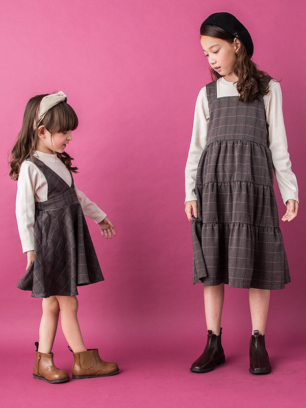 PETITMAIN童装2023秋冬季黑色背带裙