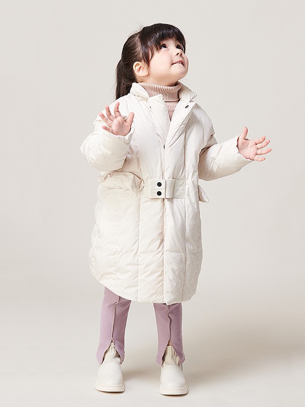 PETITMAIN童装2022秋冬季白色大衣