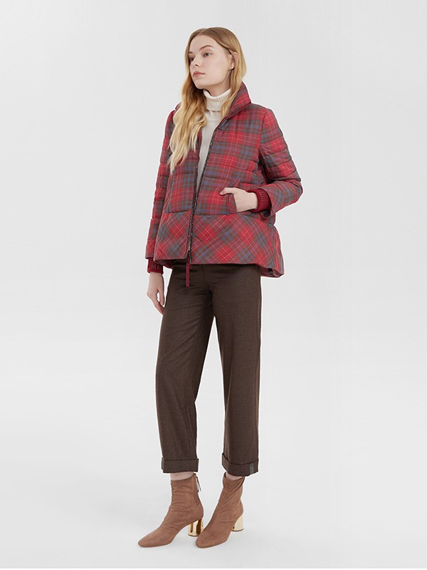 吉吉娜女装2022秋冬季红色棉服