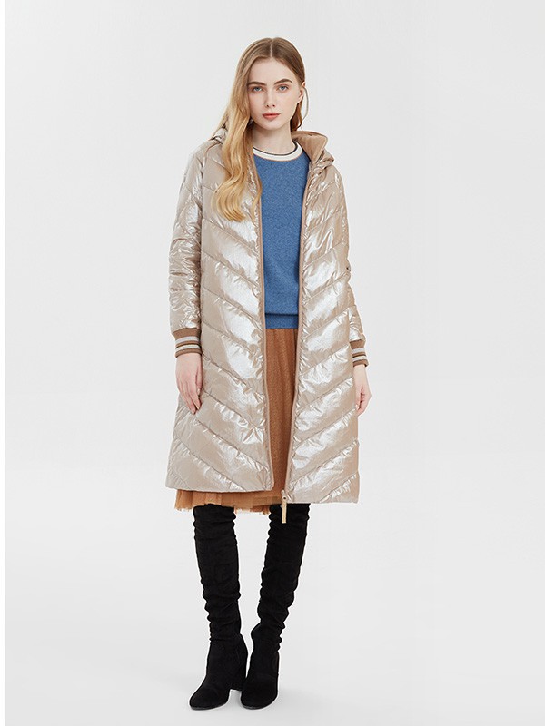 吉吉娜女装2022秋冬季银色棉服