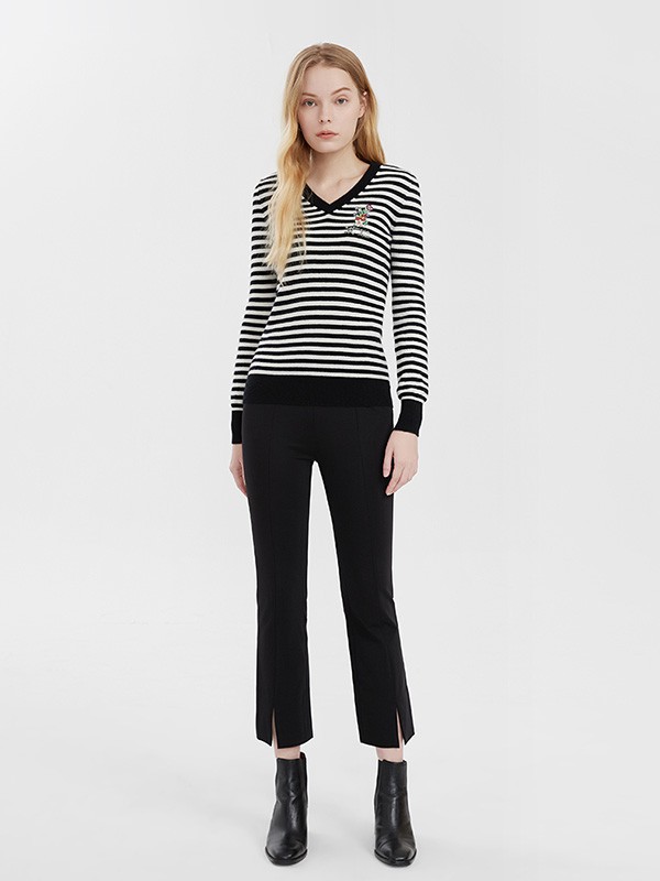 吉吉娜女装2022秋冬季黑色长裤