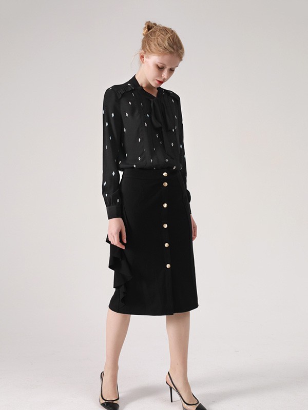 灏锦女装2022秋冬季黑色衬衫