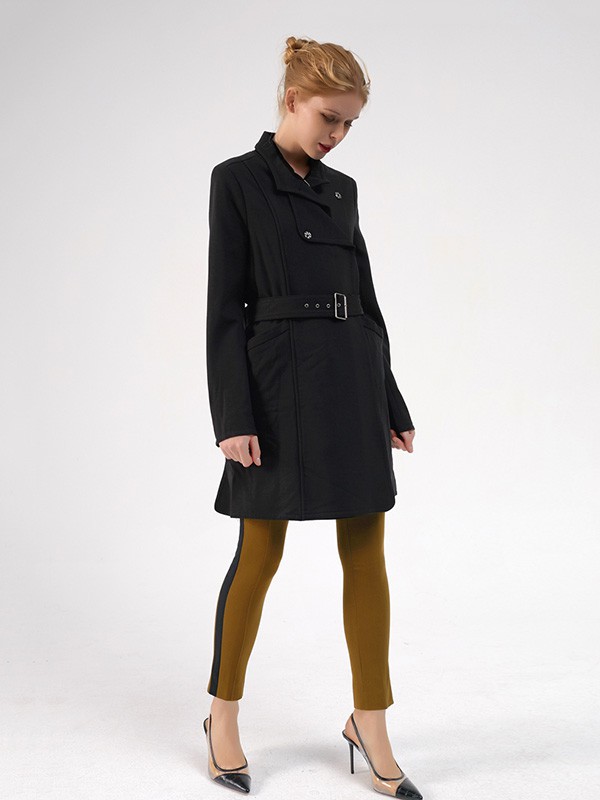 灏锦女装2023秋冬季黑色大衣