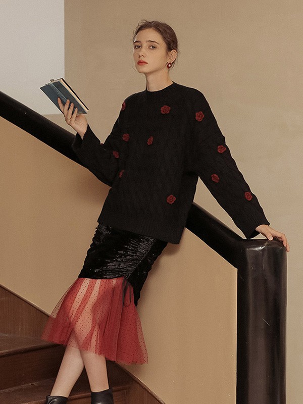 ISISLOVE女装2023春夏季黑色包臀裙