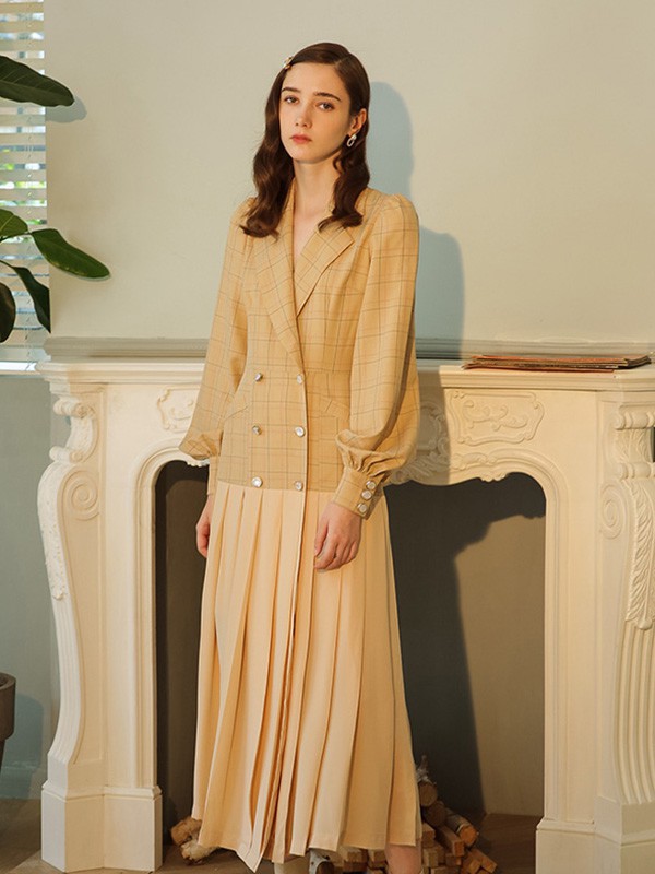 ISISLOVE女装2023春夏季橙色百褶裙