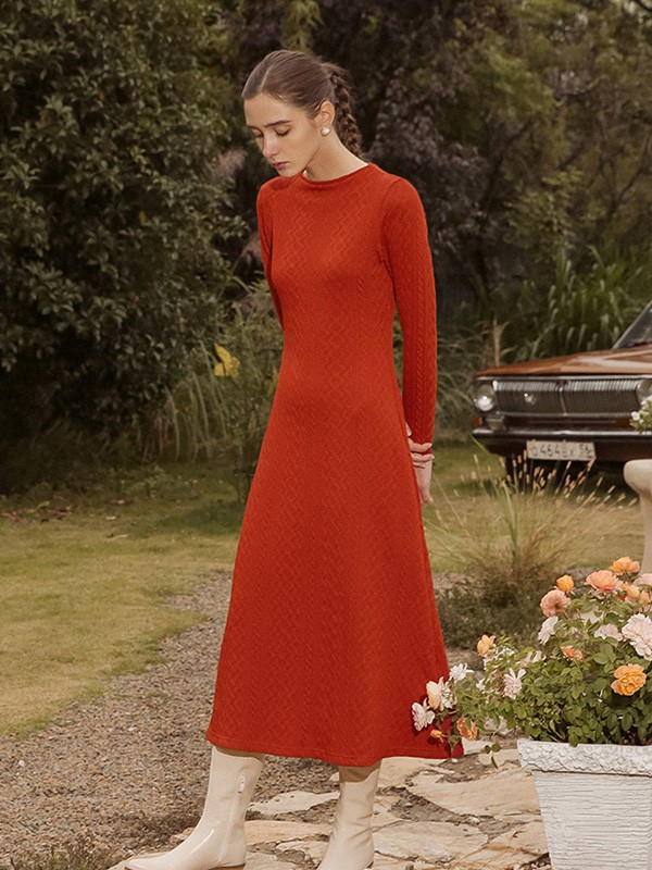 ISISLOVE女装2023春夏季红色连衣裙