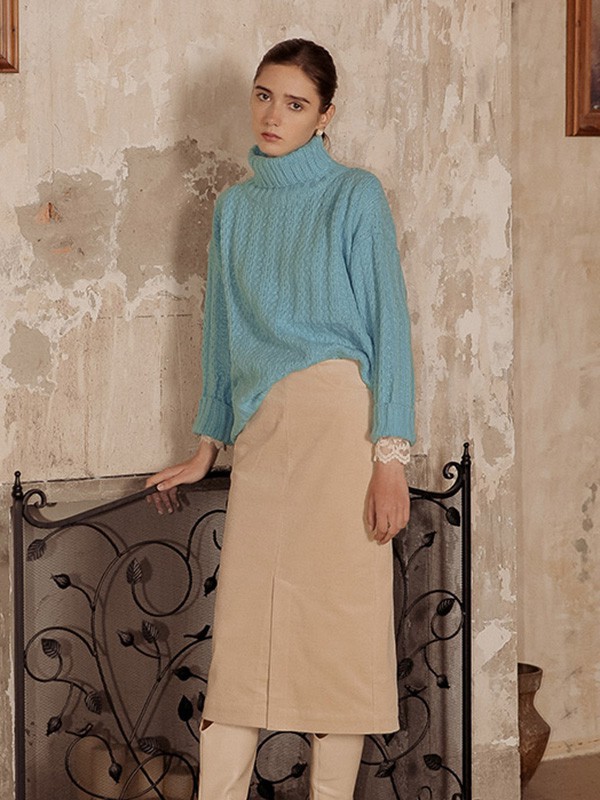 ISISLOVE女装2023春夏季蓝色针织衫