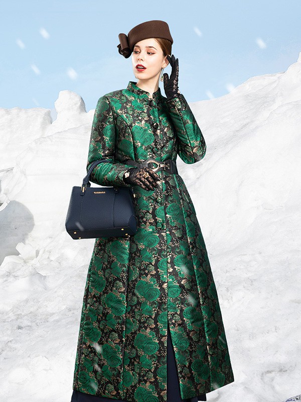 DIFFERENTES女装2022秋冬季绿色棉服