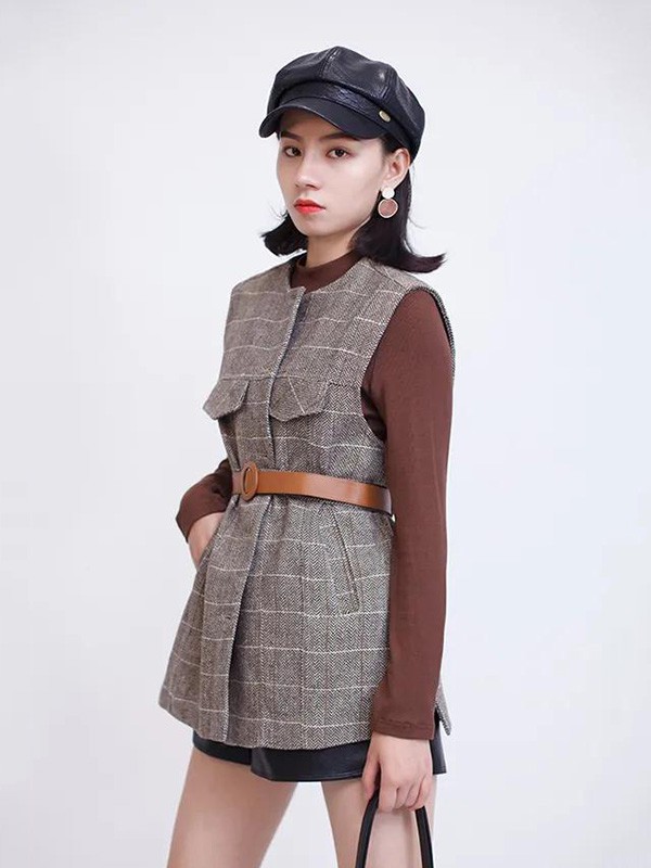 小丽衣橱女装2023春夏季咖啡色针织衫