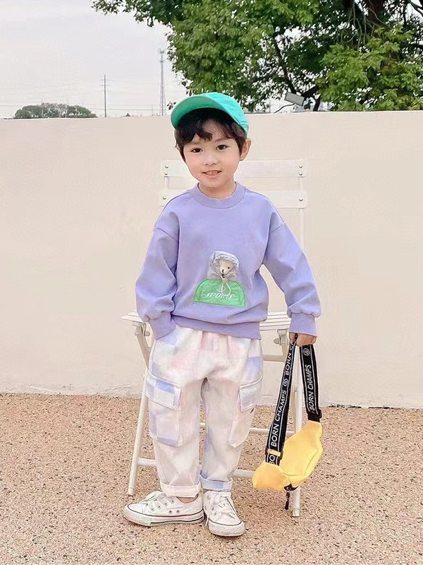 哆咪印像童装2023春夏季紫色T恤