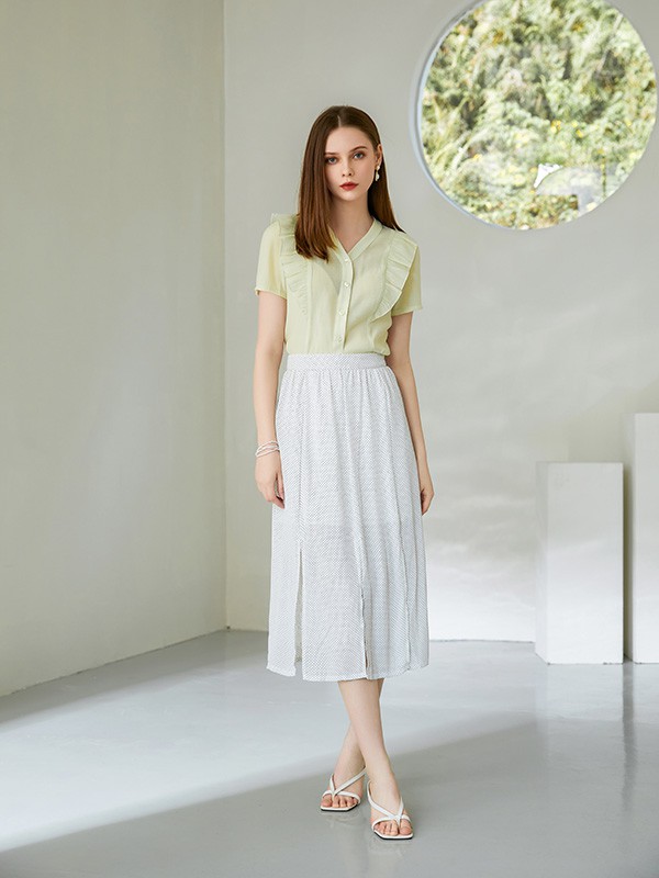 艾丽哲女装2023春夏季白色半身裙