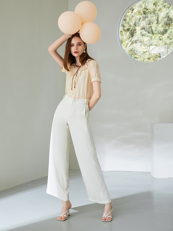 艾丽哲女装2023春夏季裸色衬衫