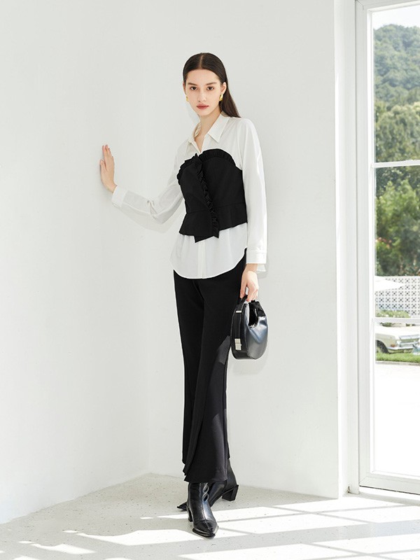 欧莎莉格女装2023春夏季白色衬衫