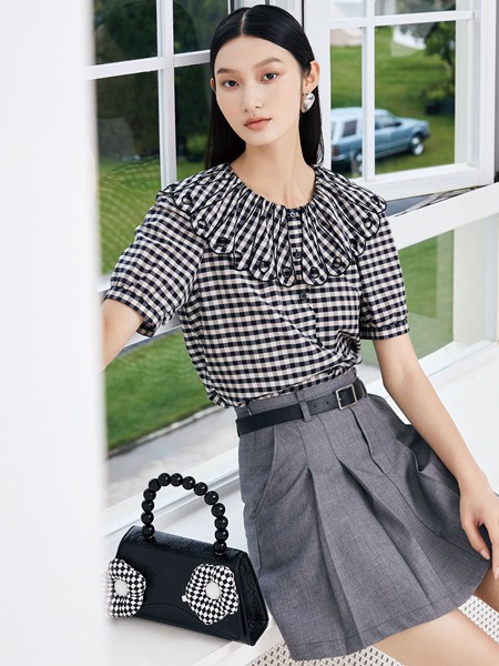 香影女装2023春夏季黑色衬衫