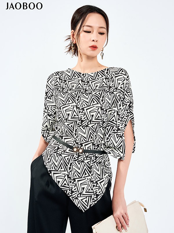 乔帛女装2023春夏季白色T恤