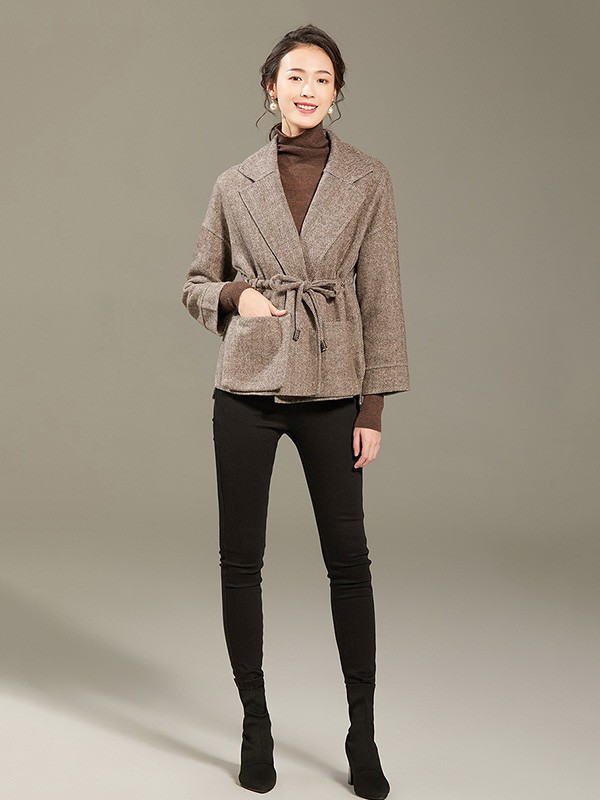 沫加女装2023春夏季棕色大衣