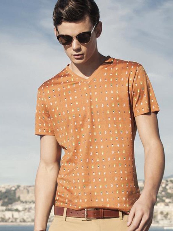 法勃尔男装2023春夏季黄色T恤