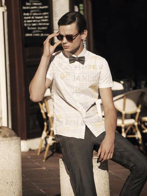 法勃尔男装2023春夏季白色衬衫