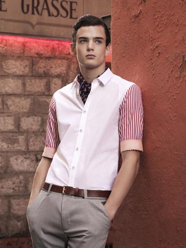 法勃尔男装2023春夏季白色衬衫