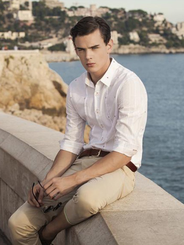 法勃尔男装2023春夏季白色衬衫