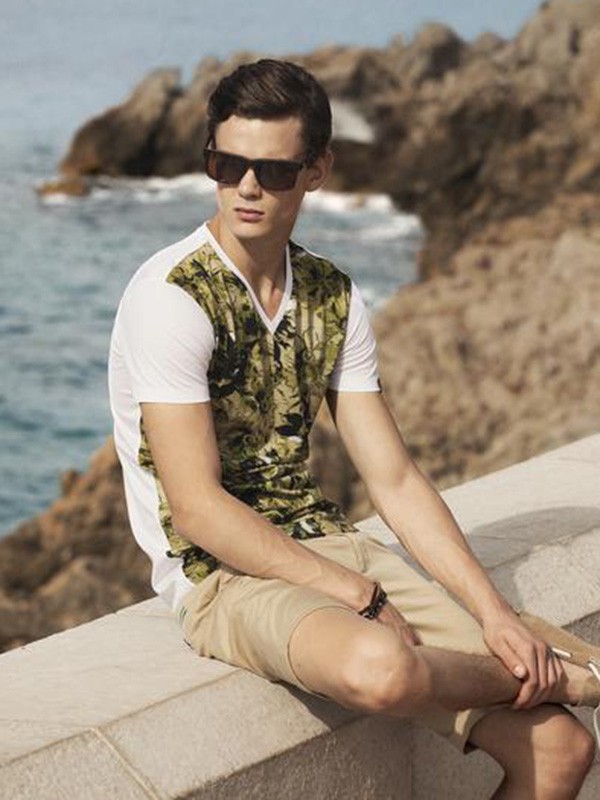 法勃尔男装2023春夏季白色polo衫