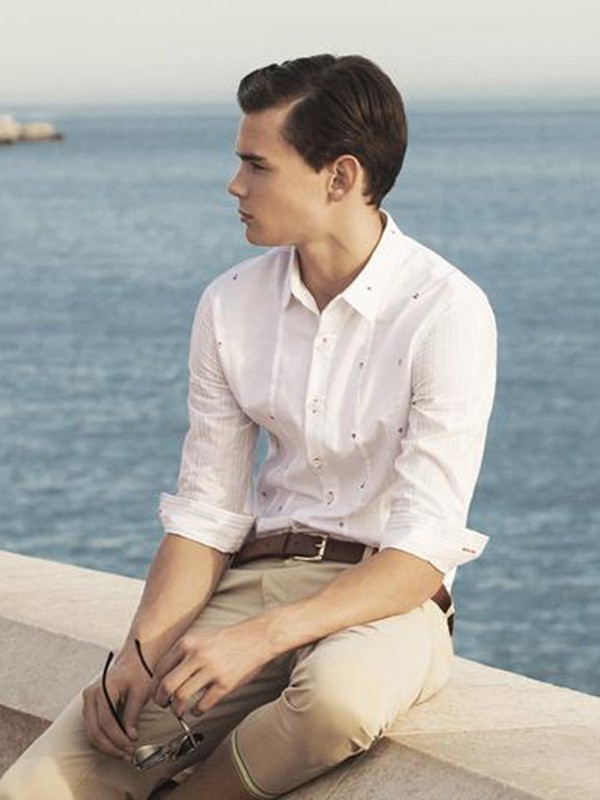 法勃尔男装2023春夏季白色衬衫