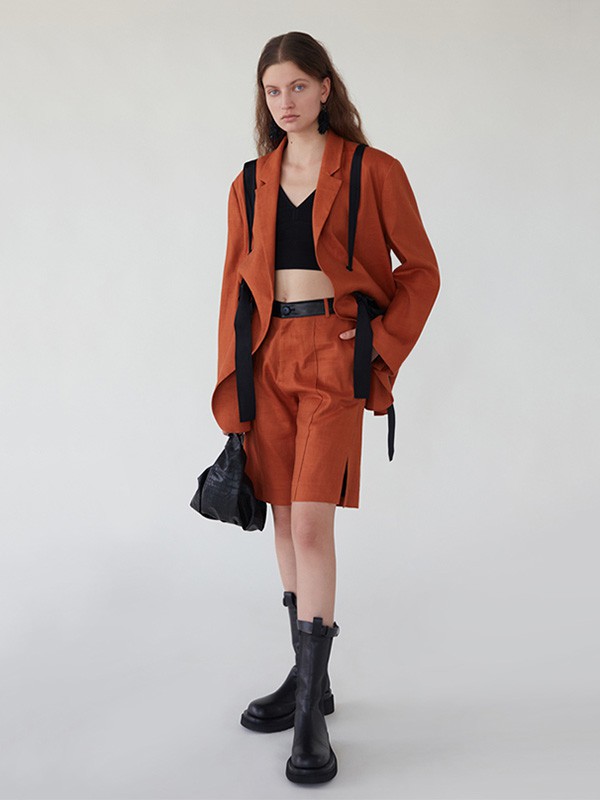 Messential女装2022秋冬季橙色短裤